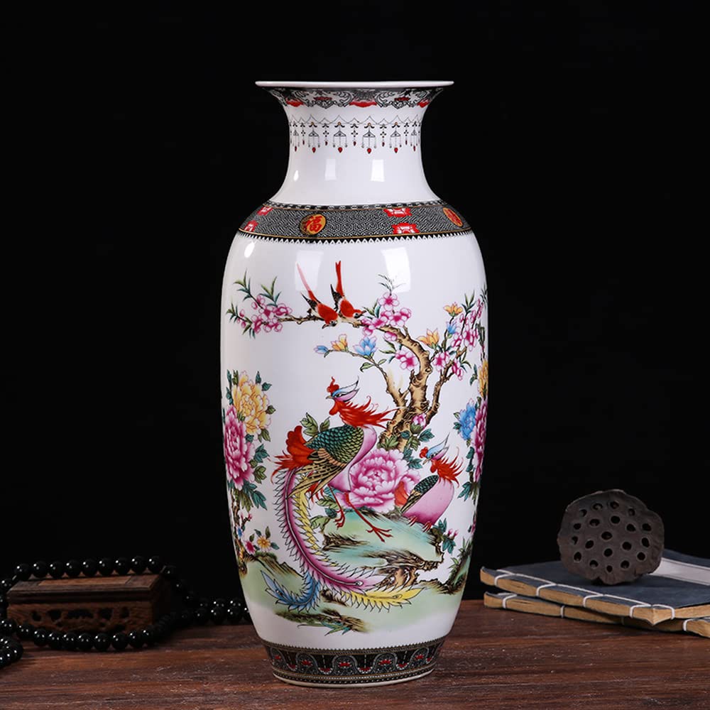 asdchZen Jingdezhen Ceramic Vase Modern Vase Chinoiserie Antique Chinese Style Living Room Decoration Bottle Decoration Crafts,A