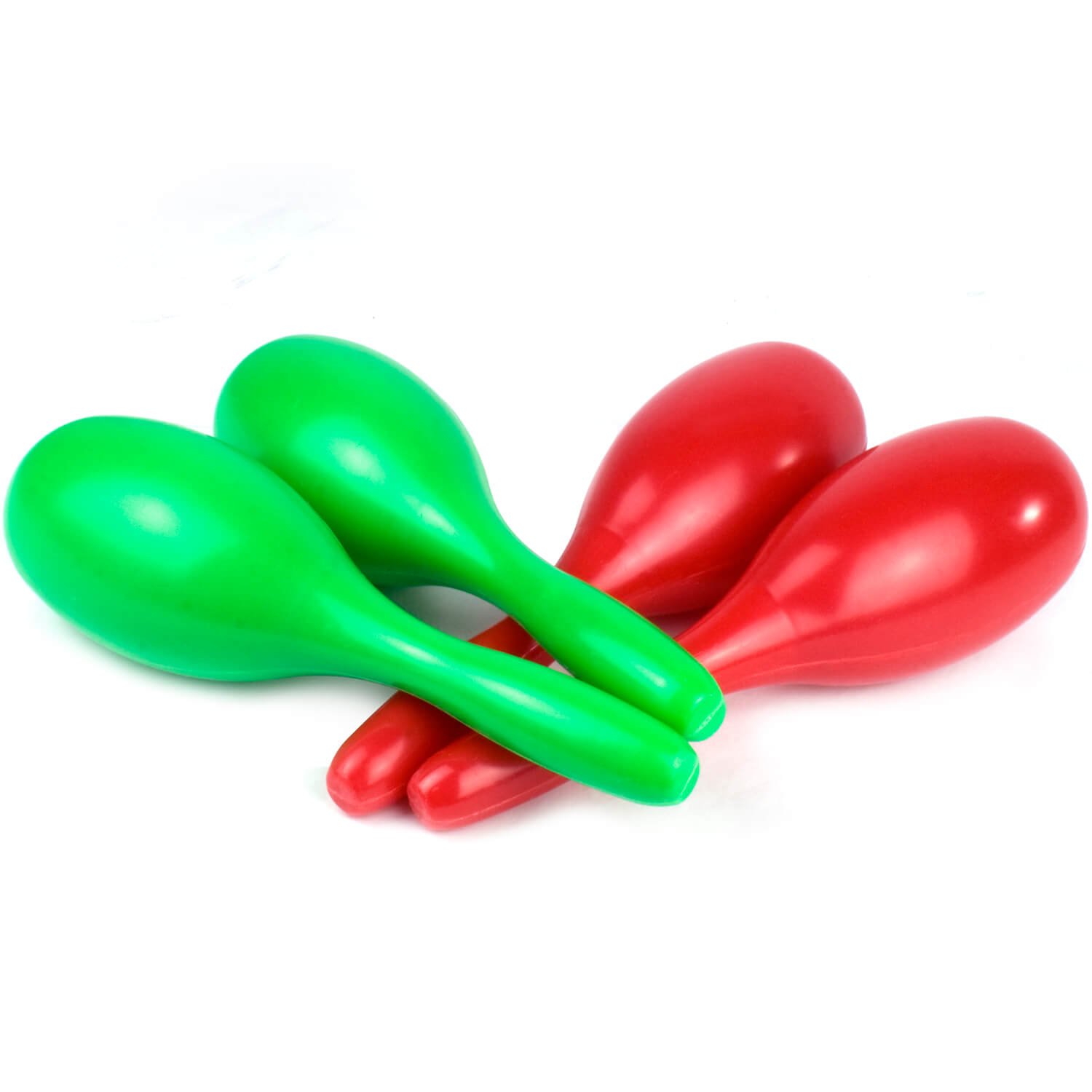 Tiger Pack of 4 Plastic, Colourful Maracas - Full Size, Various