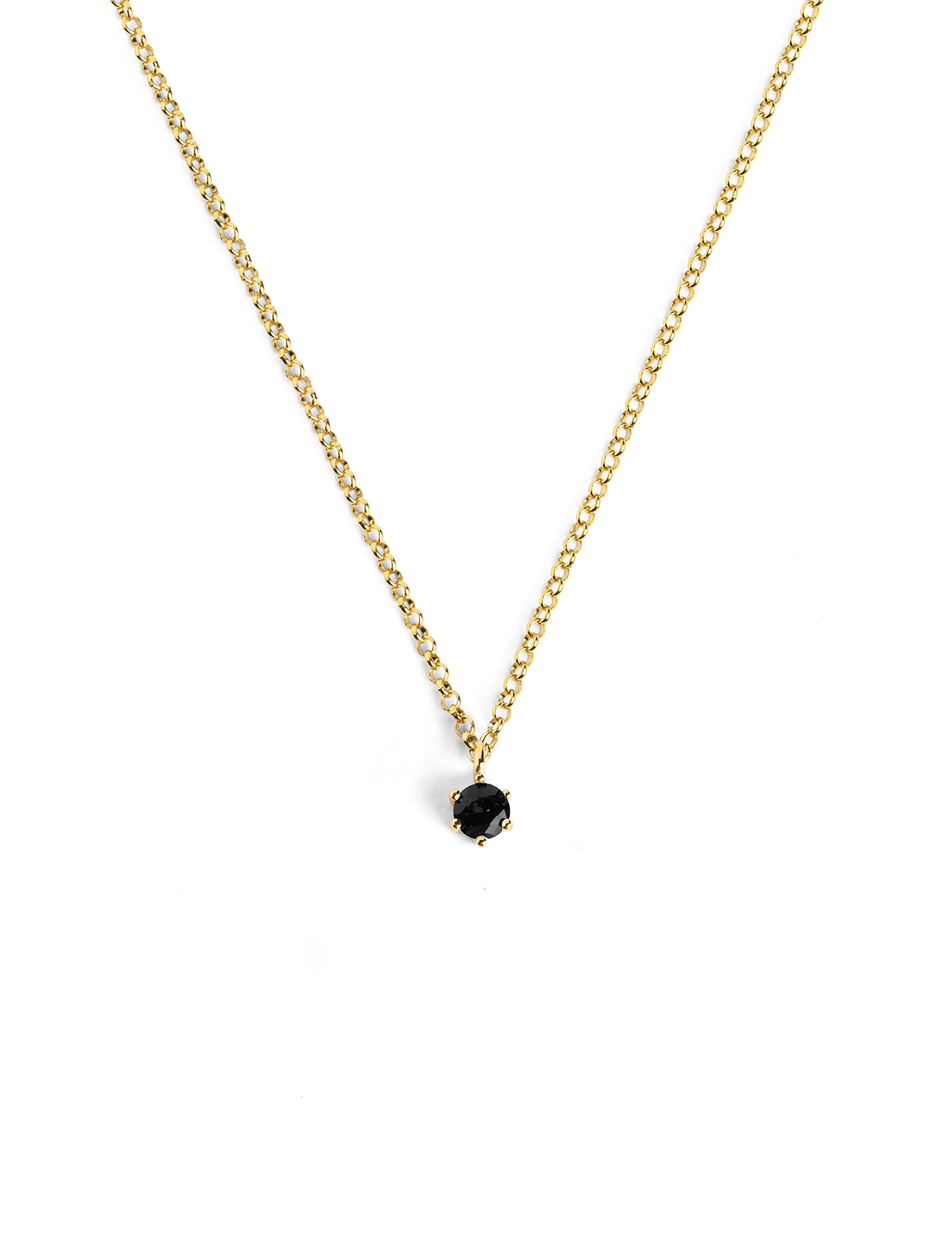 SINGULARU Collar Sophie Black - Colgante en Plata de Ley 925 y Circonita Negra con Acabado Baño de Oro de 18 Kt. - Cadena de Talla Unica - Joyas para Mujer - Varios Acabados
