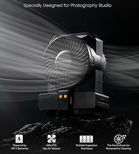 Miniatura 2 de Nitecore CineWind CW30 - Ventilador de viento portátil para estudio, velocidad del viento de 28.6 mi/h, con viento ajustable de 10 niveles,