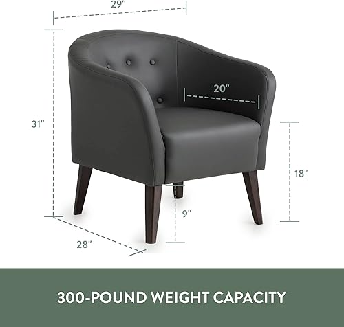 Miniatura 2 de Edenbrook Collins - Silla tapizada para sala de estar, piel sintética gris