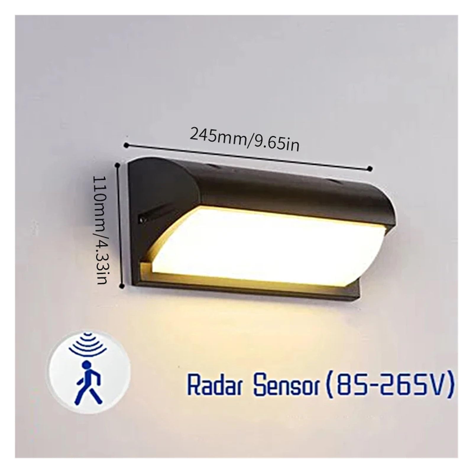 Lampa ścienna LED z czujnikiem ruchu 6W 16W AC85-265V Zimna biel Ciepła IP66 Wodoodporna do ganku, ogrodu(E1 Radar sensor,Cold White)