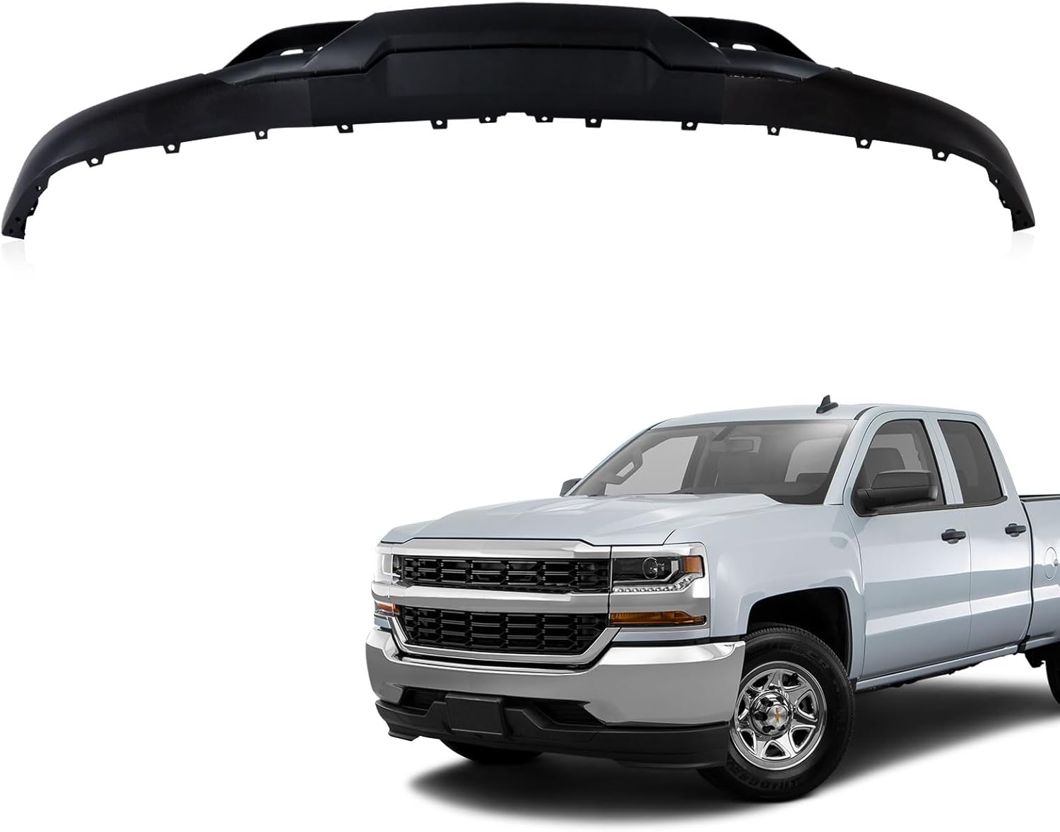 Front Bumper Lower Valance Compatible with Chevrolet Chevy Silverado 2016-2019 1500 W/Tow Hooks Holes Replace 84029773 GM1015134C Bumper Lower Valance W/ Tow Hook Holes