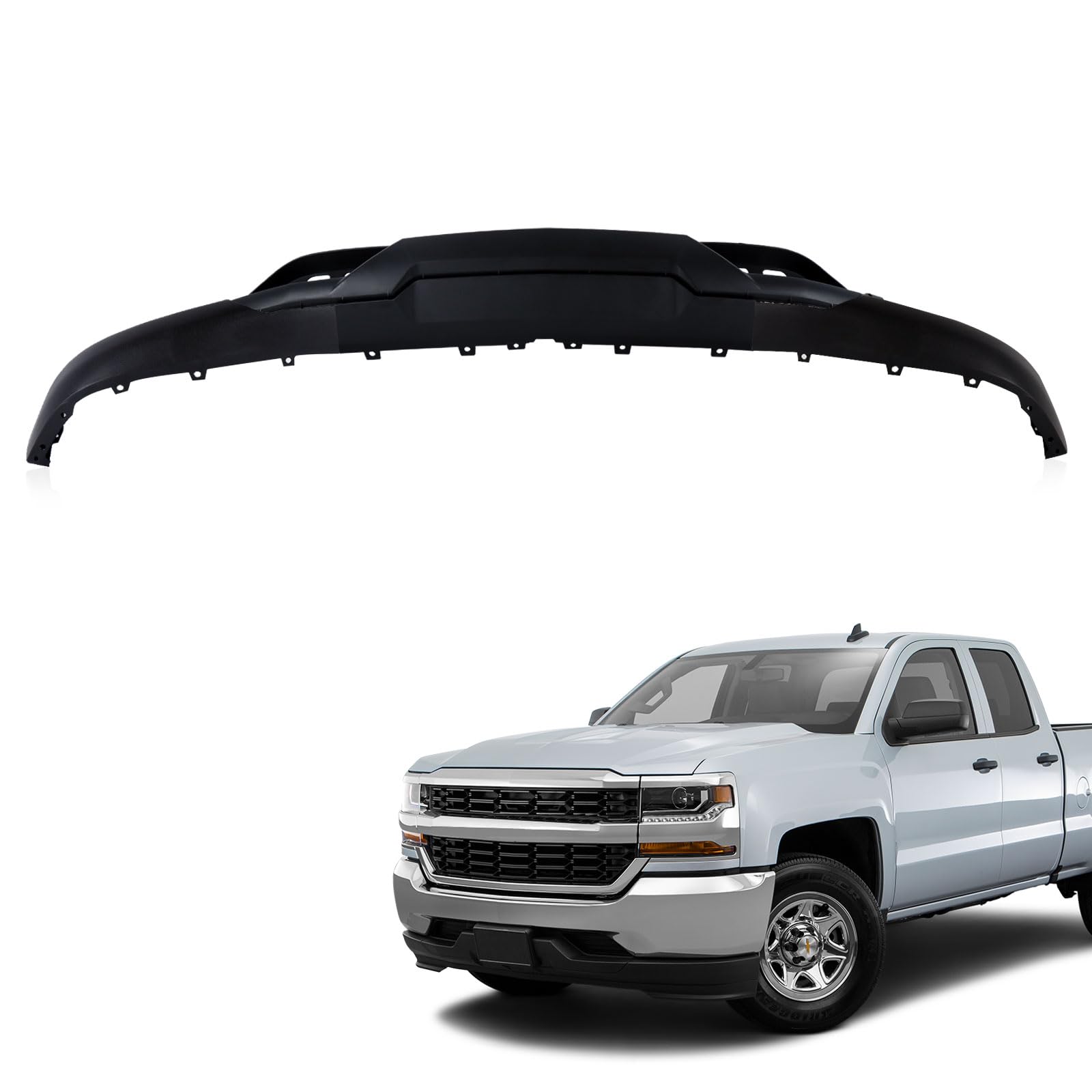 Photo 1 of ***UPDATED 7/5 AS IS/ NO RETURNS - SALE FINAL - FOR PARTS ONLY***Front Bumper Lower Valance Compatible with Chevrolet Chevy Silverado 2016-2019 1500 LD W/Tow Hooks Holes Replace 84029773 GM1015134C