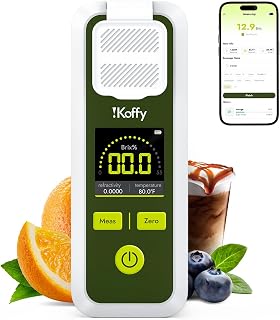 AI Digital Brix Refractometer with ATC, APP Sync & AI Analysis, 0-55% Range, ±0.1% Accuracy, Waterproof & Rechargeable, for Fruits, Vegetables, Juices & Beverages