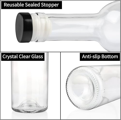 Miniatura 10 de Paquete de 8 botellas de vino de vidrio de 25.4 fl oz, botellas de vidrio verde de 25 onzas con tapas de corcho y cápsulas retráctiles de PVC,