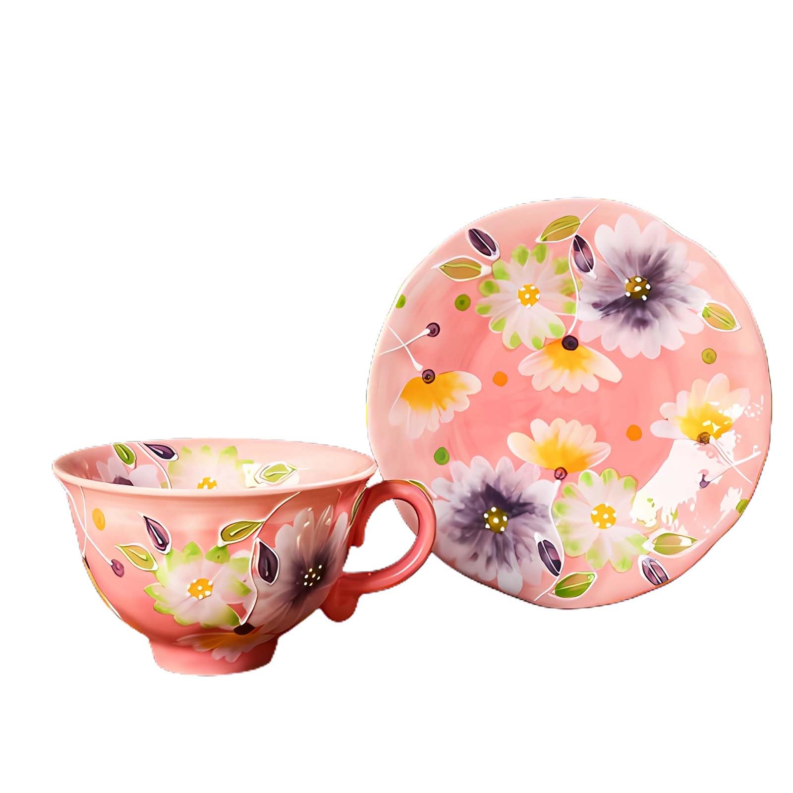 2 Pz Tazze da caffè, Tazza di Caffè in Ceramica, Grandi di Ceramica Regalo per Sposa e Sposo Anniversario Nozze Compleanno Natale (Blu e Rosa