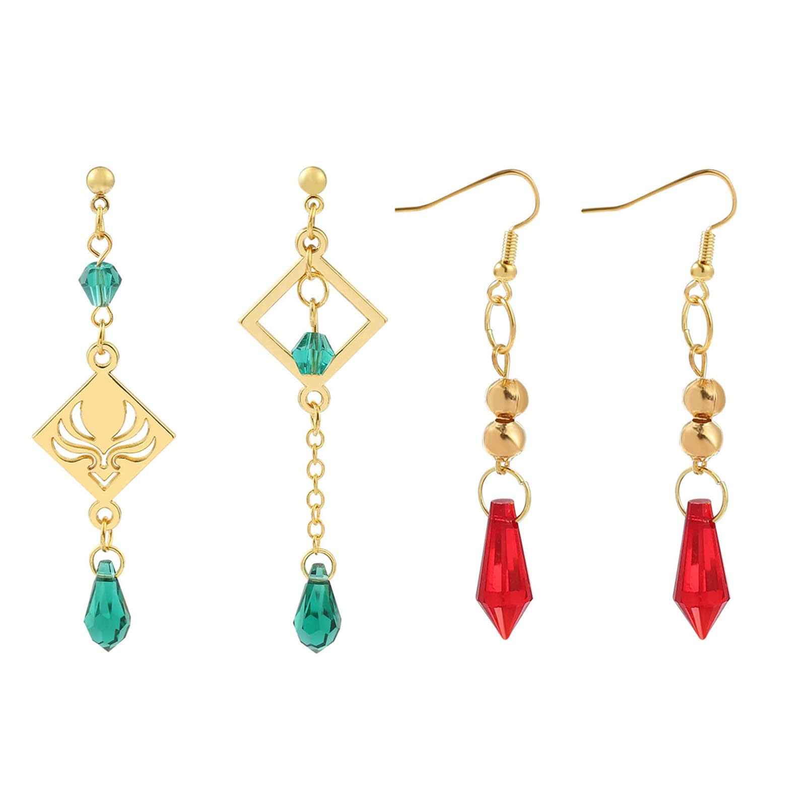 2 Pairs Genshin Impact Dangle Earrings for Women - Anime Figure Element Eye of God Anemo Vision Earrings Venti Cosplay Jewelry For Women Girls with 10 Pcs Stickers