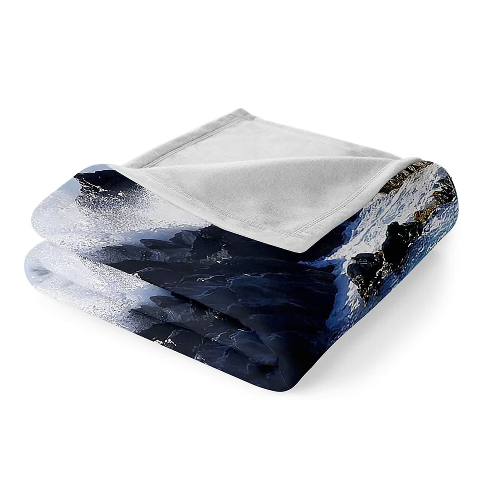 Aeici Couverture Polaire, Couverture Imprimée Enfant Couverture 160x200 cm Rivière de Montagne Couverture Canapé Hiver Cadeau pour Adultes et Enfants
