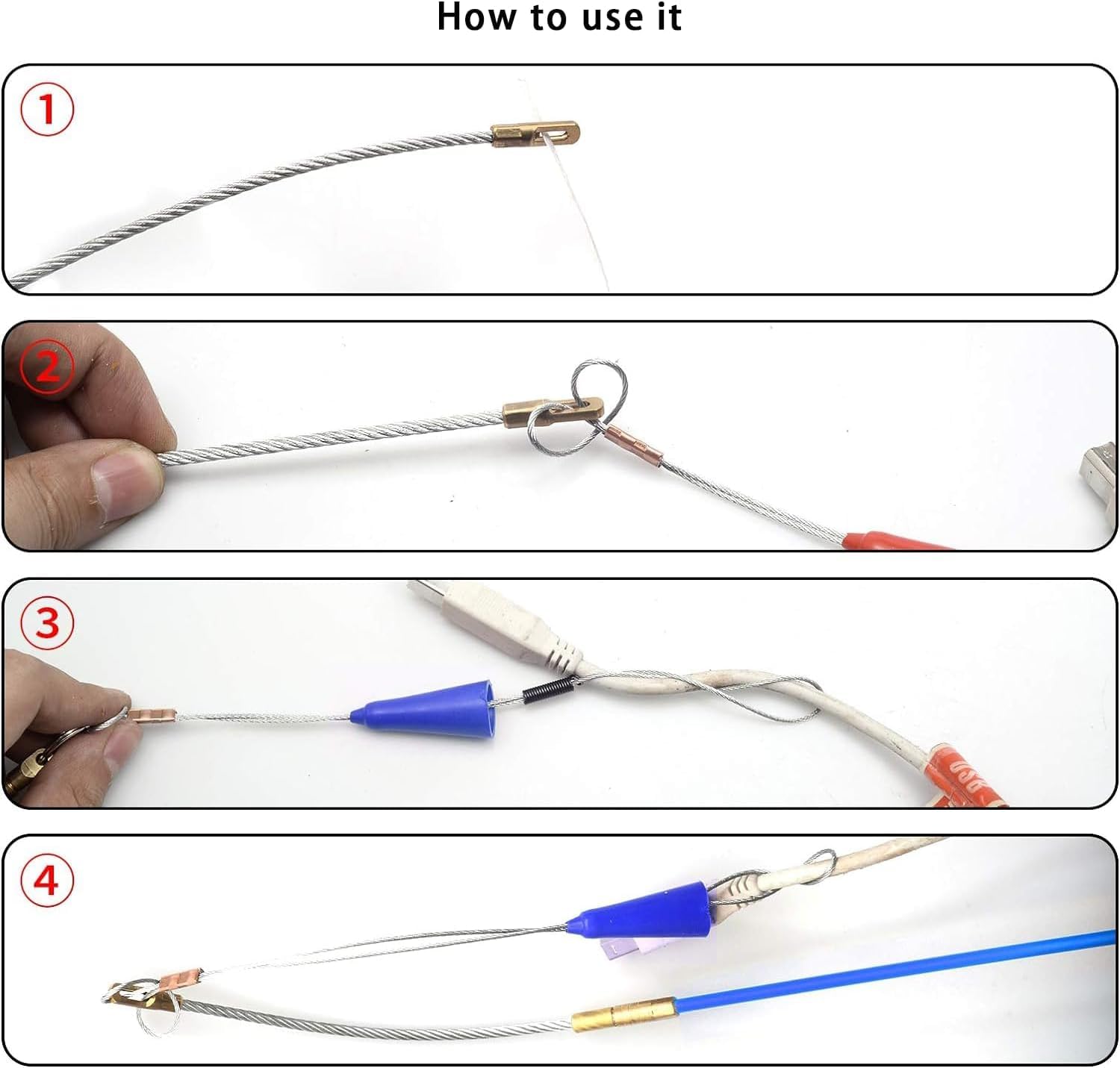 Dispositivo di Trazione per Cavi 30M 6MM, Piatto Molla Elettricista per Cavi Elettricista, Estrattore flessibile e leggero con 2 molle di Tensione
