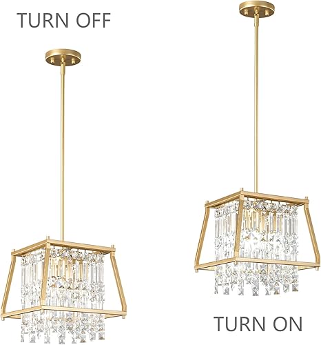 Miniatura 126 de LMQNINE Modernas lámparas colgantes doradas para isla de cocina, lámpara de araña de cristal, elegante iluminación colgante ajustable para comedor