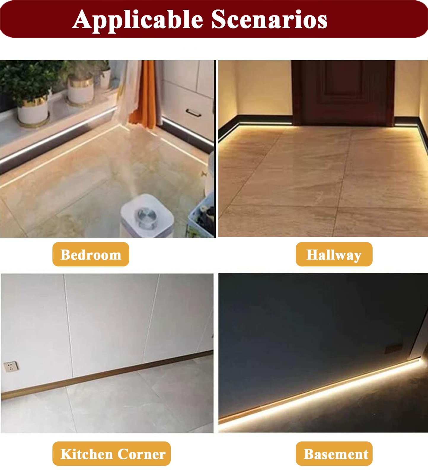 Battiscopa a LED in alluminio, da incasso, per soggiorno/teatro, striscia luminosa a LED, copertura diffusore, 10,5 m