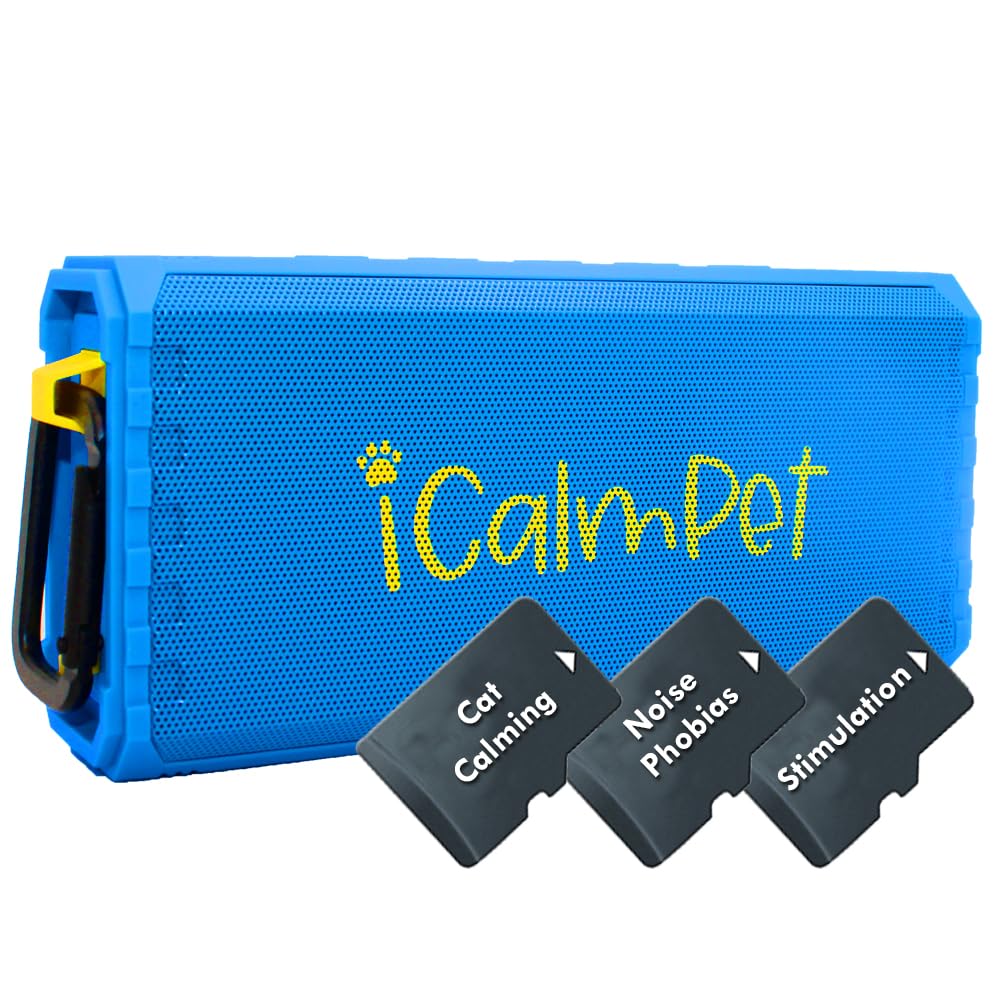 Cat Lovers Deluxe | iCalmPet Ruff 'n Ready Portable Speaker with 5-hrs Cat Calming Music | 3 MicroSDs