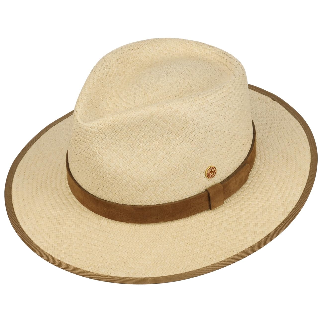 Mayser Fernando Sombrero Traveller Panama Trenzado Fino Cinta de Piel Hecho en UE Unisex Primavera Verano