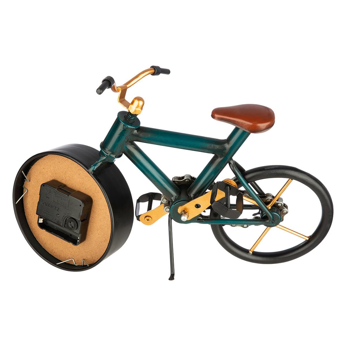 GILDE Orologio da tavolo in metallo, a forma di bicicletta, finitura anticata, blu scuro, altezza 24 cm x larghezza 34 cm