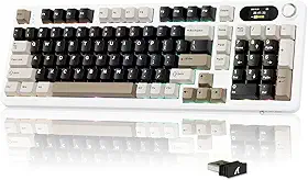 ATTACK SHARK X98 PRO Teclado mecânico sem fio para jogos com tela inteligente,botão de mídia, RGB,2,4 GHz/USB-C/BT5.0,com vedação,interruptor linear hot-swap,teclas PBT para PC e Mac Gamer(Branco)