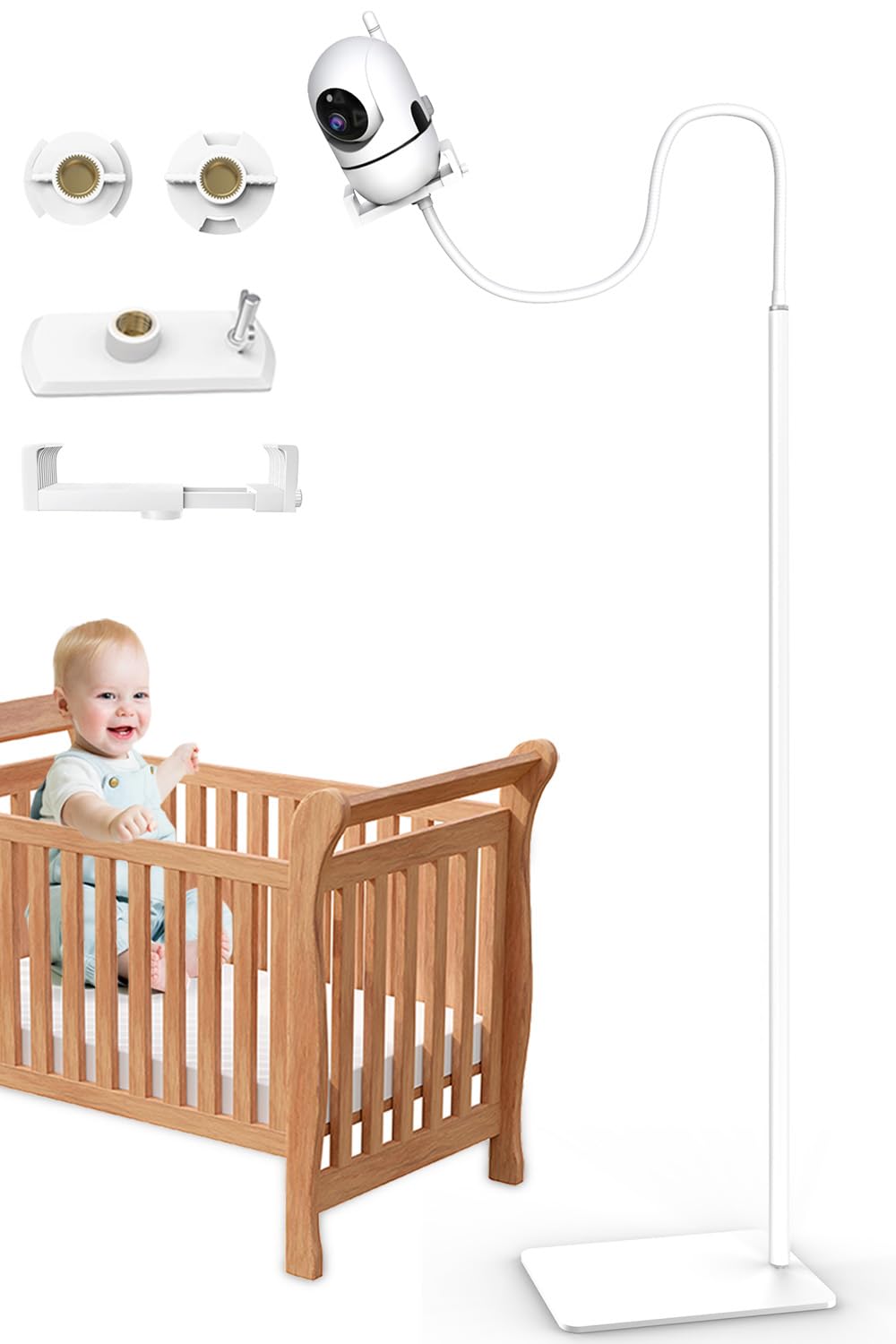 Yaekea Baby Monitor Floor Stand Holder Mount Compatible with Hello Baby HB6550/HB65/HB6560/HB6340/HB6339/Camera with 1/4 Screw Mount/Infant Optics DXR-8 PRO/DXR-8 Monitor Adjustable Height