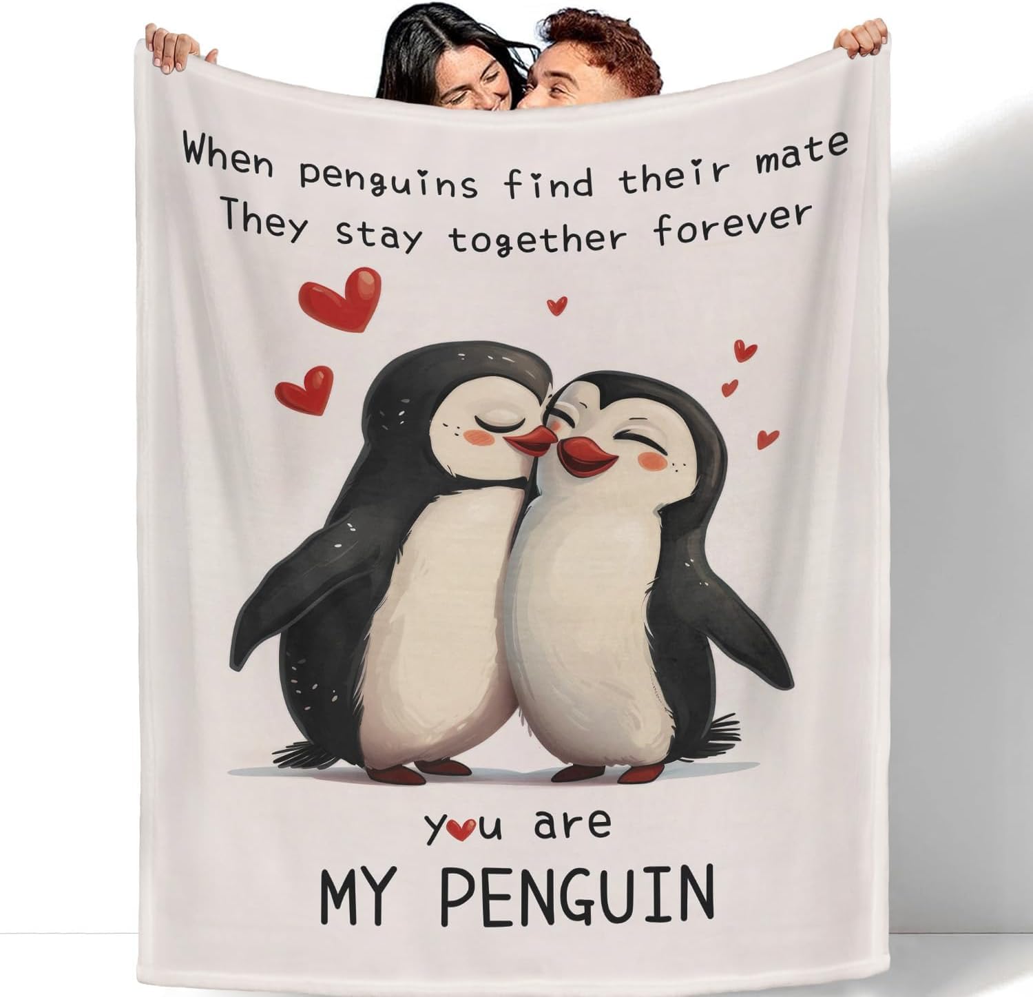 Couverture pingouin déclaration d'amour tendre et réconfortante pour elle et lui 150