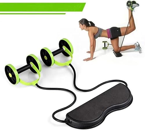 Miniatura 5 de Rueda de rodillo abdominal con bandas de resistencia y rodillera, entrenador abdominal para entrenamientos en casa o gimnasio, esculpe abdominales,