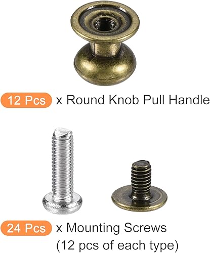 Miniatura 6 de METALLIXITY Mini tiradores de cajón (0.31 pulgadas), 12 unidades, aleación de zinc, mini pomos de cabeza redonda con tornillos, para manija de cajón