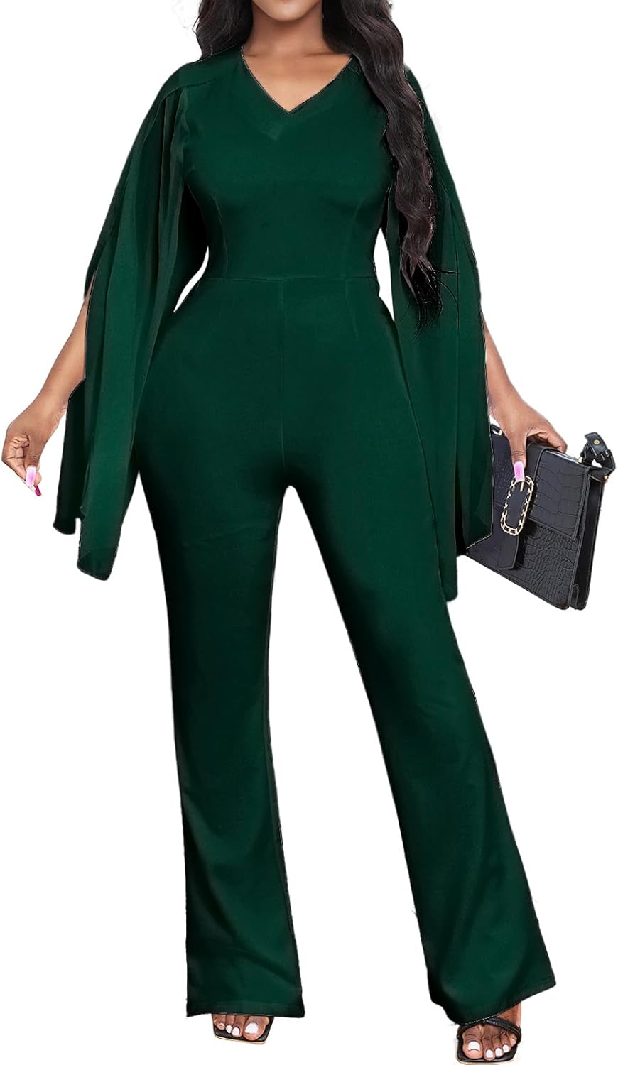 sexycherry Formal Jumpsuit for Women Dressy Elegant Long Straight Pants Jumpsuits for Party Club with Zipper