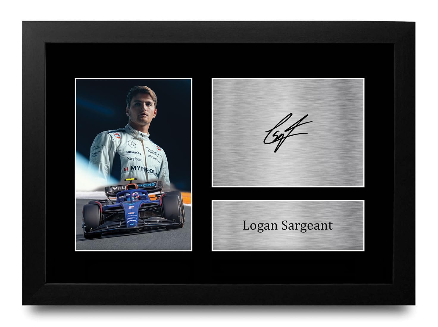 HWC Trading FR A4 Logan Sargeant Williams Gifts Printed Signed Autograph Picture for F1 Formula 1 Racing Fans - A4 Framed