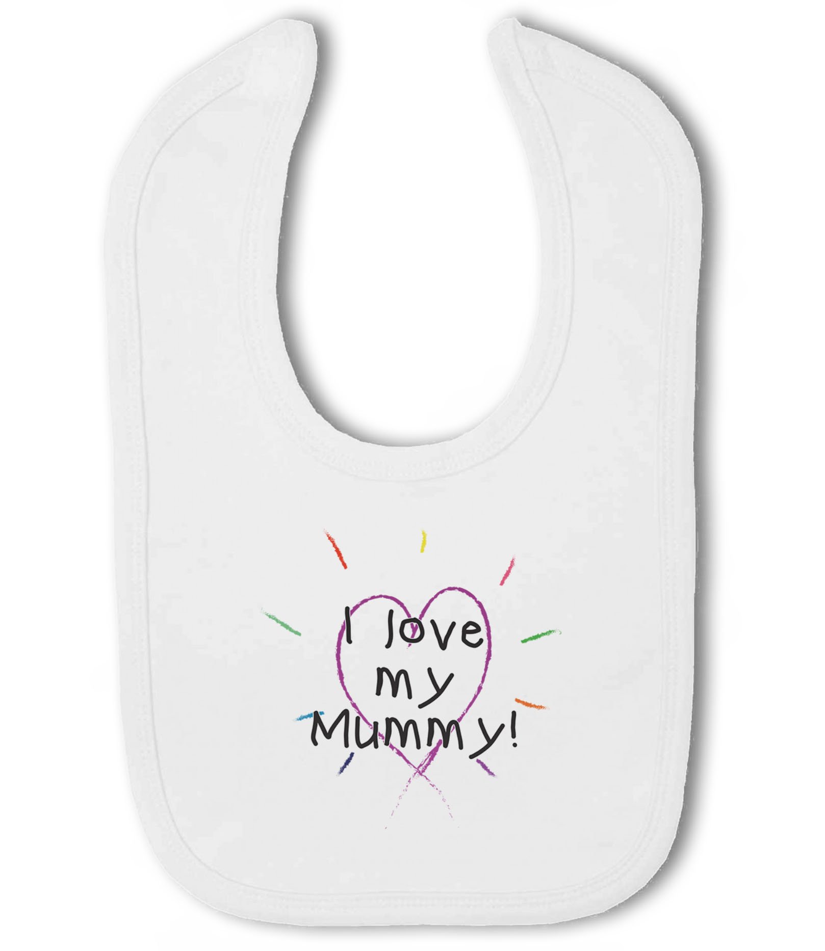 Make It Love It Sell It Men's White - I Love My Mummy! Heart - Baby Hook And Loop Bib, Boy Or Girl