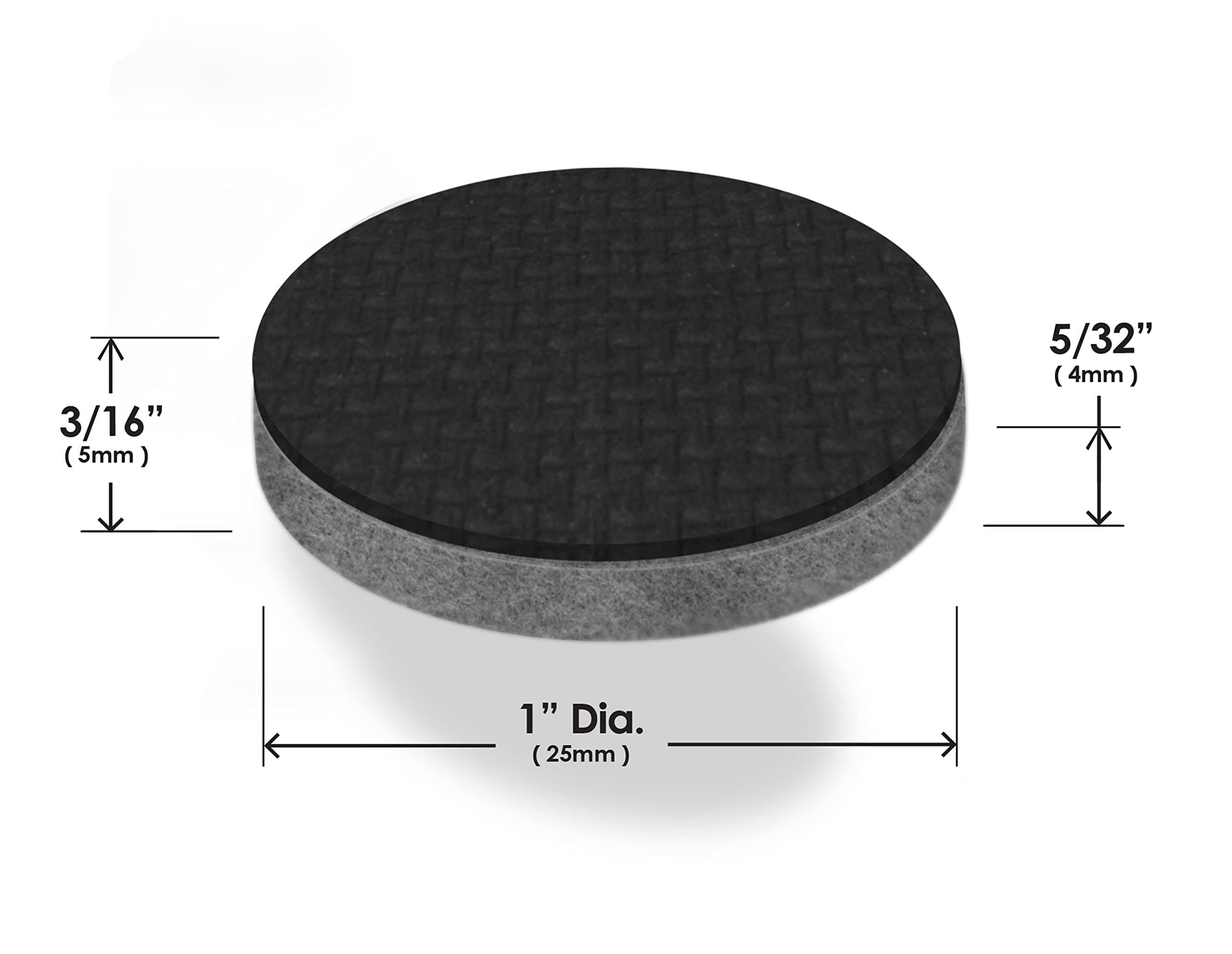 Slipstick Almohadillas de fieltro de lana de alta calidad para muebles protectores de suelo para sillas (1 pulgada redonda) incluye 200 almohadillas de fieltro gris con adhesivo superadherente,