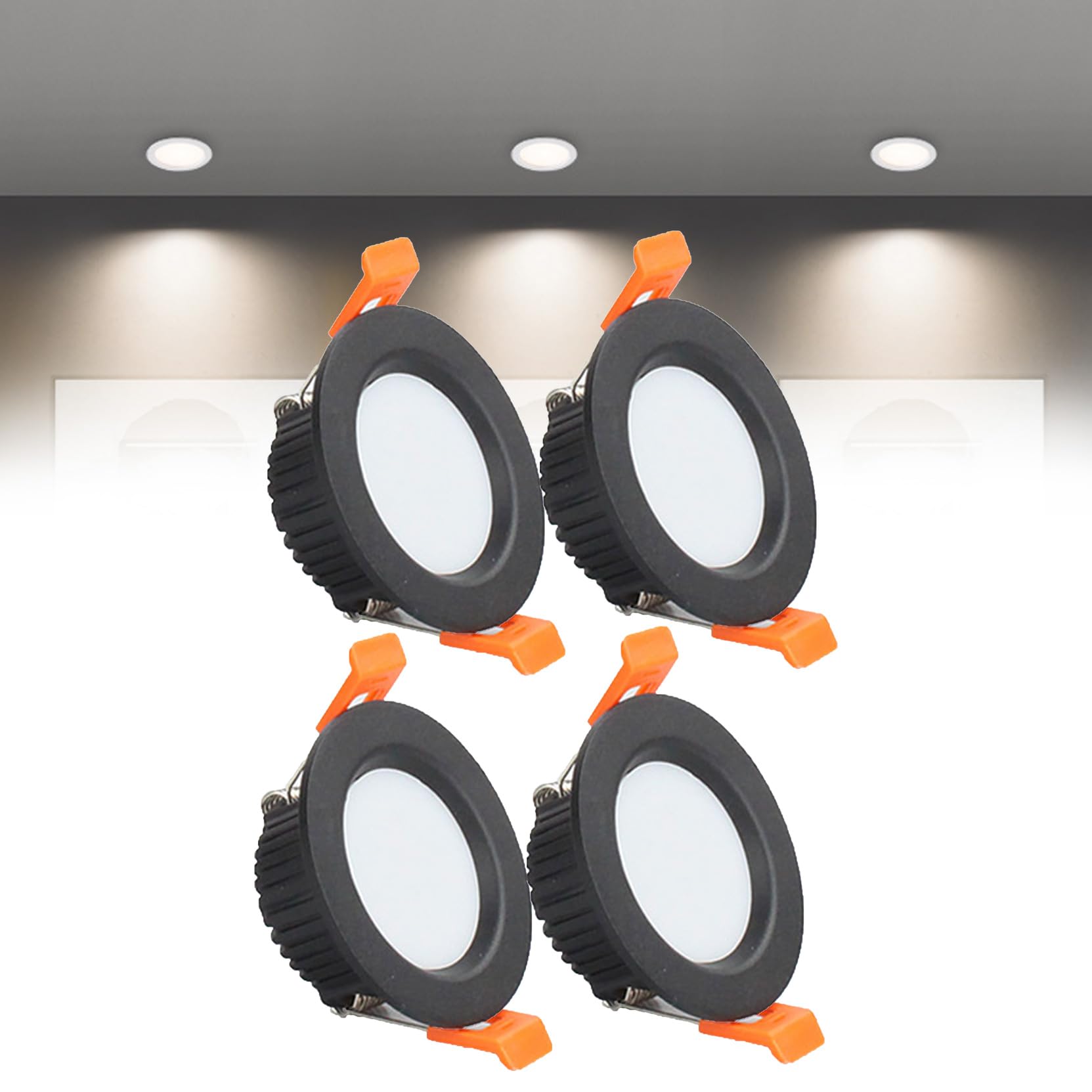 Syibelters 5W LED Recessed Ceiling Lights 100mm, Natural White 4000K 5W 240LM, Cut Φ70-75mm, AC110-240V Ultra Slim Downlights, LED Panel Light for Living Room Hallway, 4 Pack