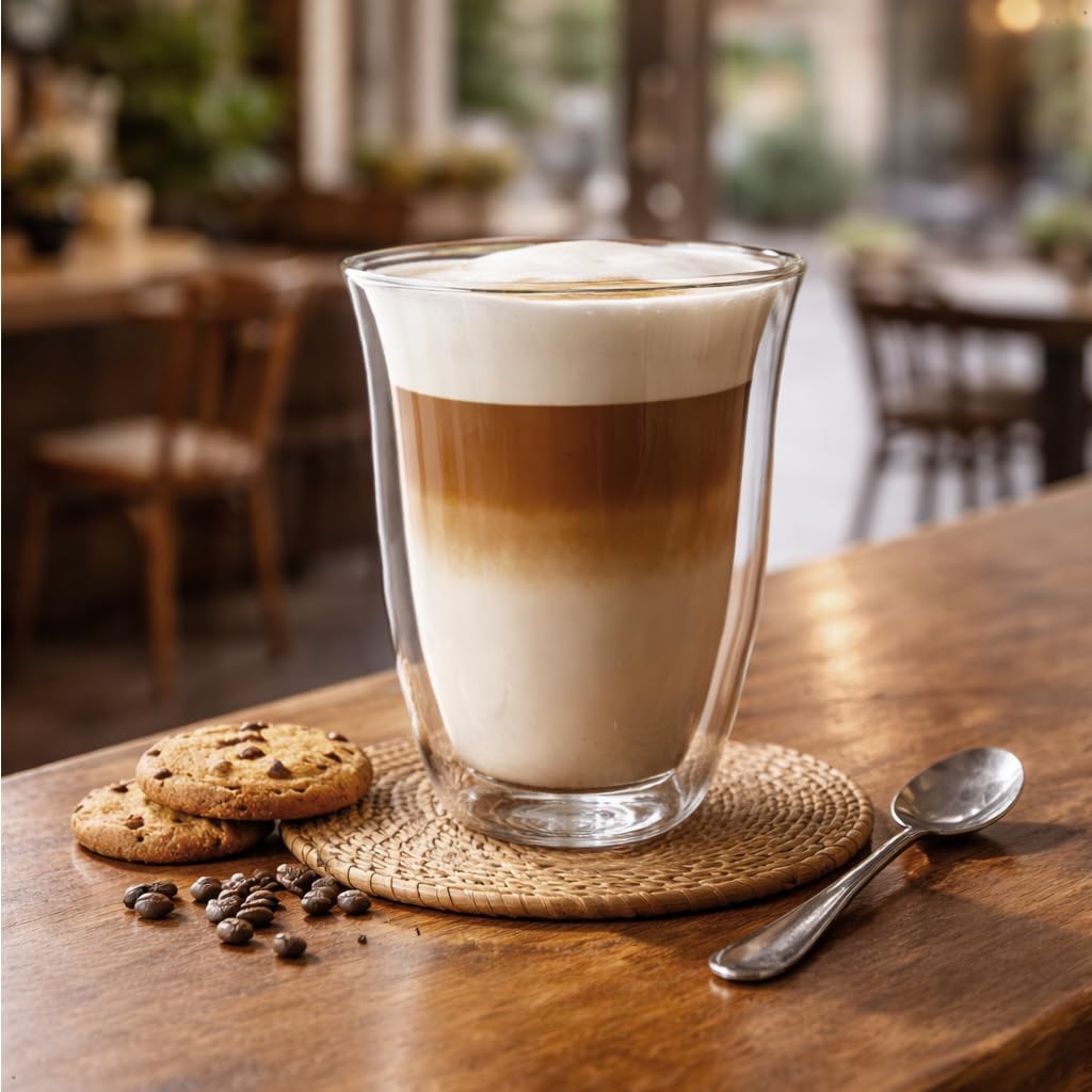 Creano Vasos de Doble Pared „Modelo V“ de Vidrio de Borosilicato Aislantes para Café y Té 400ml – Juego de 6 Vasos