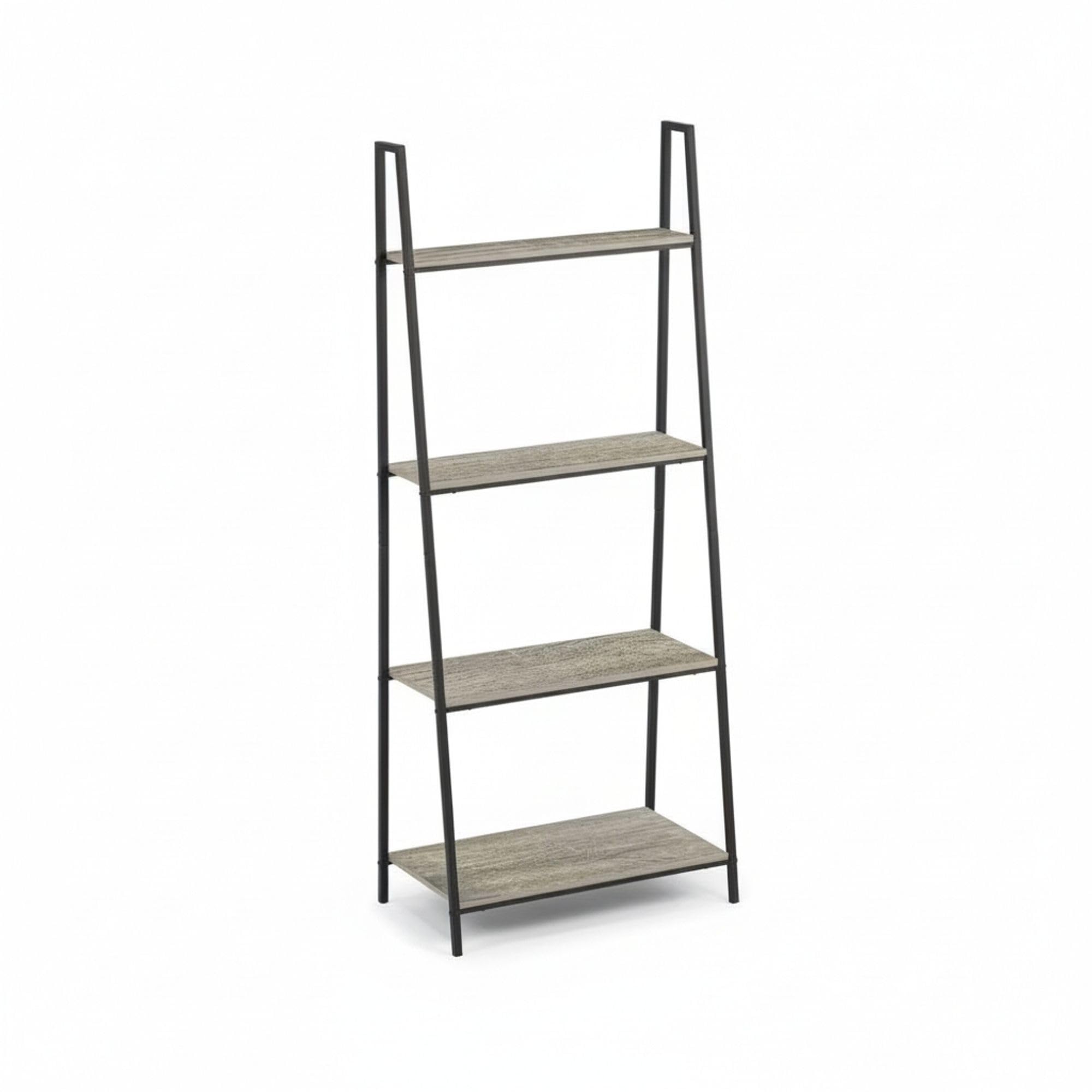 INDE MOBLEKIT | Estantería de Madera y Metal Negro 4 Niveles 60×34.5×150 cm, Librería Moderna con Baldas para Libros, Estantería Almacenaje Hogar y Decoración, Acabado Mate Fácil Montaje