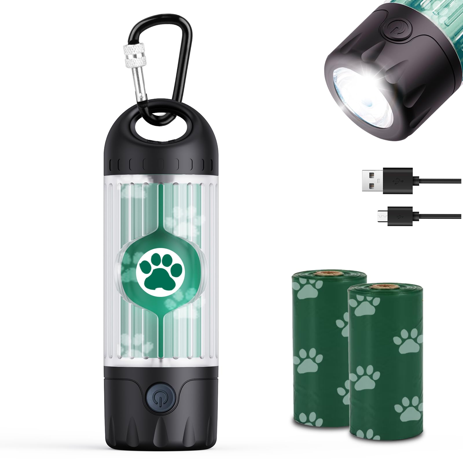 Tubasion 3-in-1 Dog Poop Bag Holder with Flashlight 7-Color