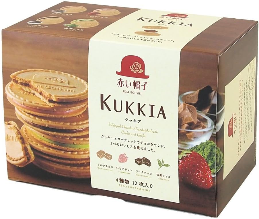 Kukkia Quatre Cookies Flavors of Chocolate, Strawberry, Dark Chocolate, Matcha Green Tea