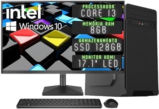 Computador Completo 3green Desktop Intel Core i3 8GB Monitor HDMI SSD 128GB Windows 10 3D-040