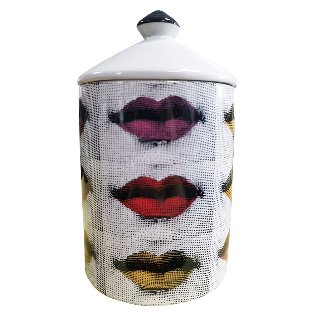 Aromatherapy Candle Holder jar Mouth Grid Classical Facial Features Design Aromatherapy Empty Box DIY Ceramic Bottle with lid Classical Italy Design Lina Face Decorative Candle Tray