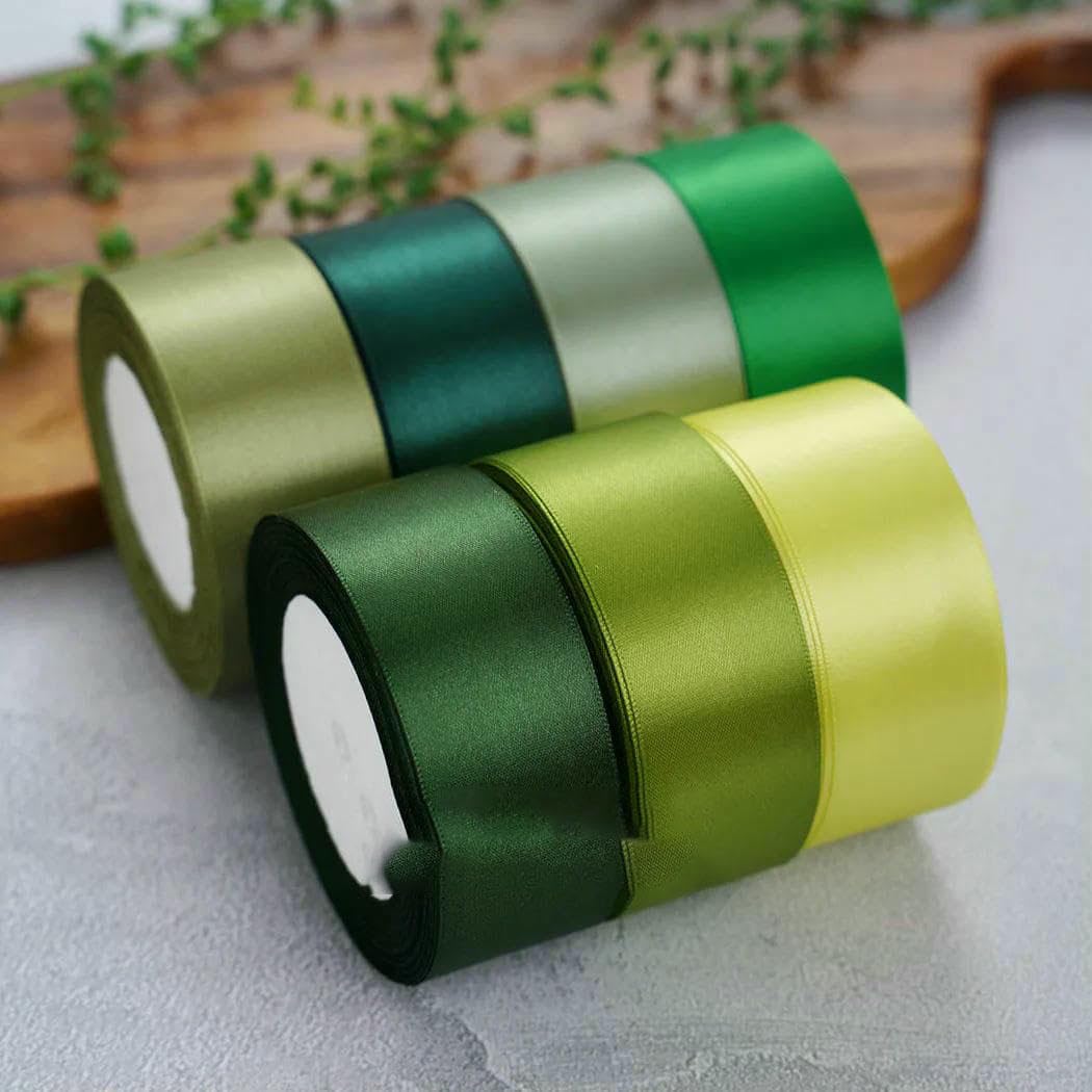 25 Yards Satinband 50 mm 38 mm 25 mm 15 mm 10 mm 6 mm für DIY-Verpackungen, Seidenbastelbedarf, Nähzubehör, Partydekoration, Glitzer-Silber, Breite 50 mm