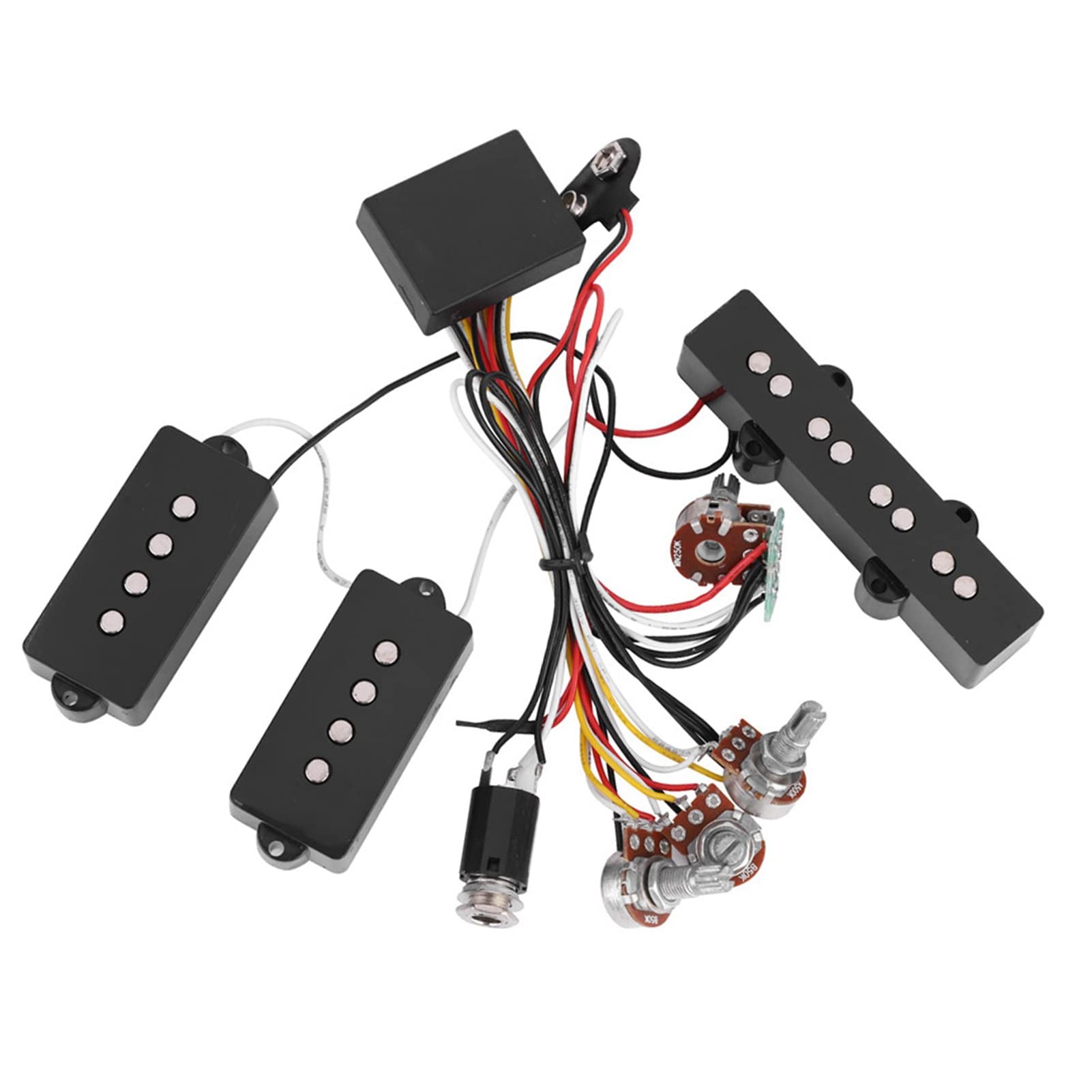 Pastillas de Bajo Eléctrico 3 Bandas Ecualizador Activo y Pasivo con Preamplificador Cableado Circuito para Guitarra Bajo Optimizado para Mayor Claridad y Versatilidad