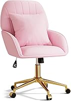 Vista 12 de Silla de escritorio para oficina en casa cómoda con ruedas ajustables y giratorias, silla moderna de terciopelo para maquillaje con respaldo