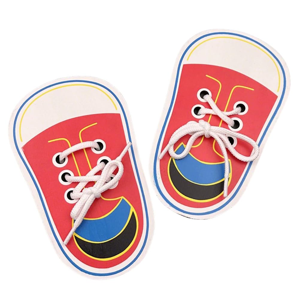 ttnmrc Montessori Wooden Shoe Lacing Practice Board