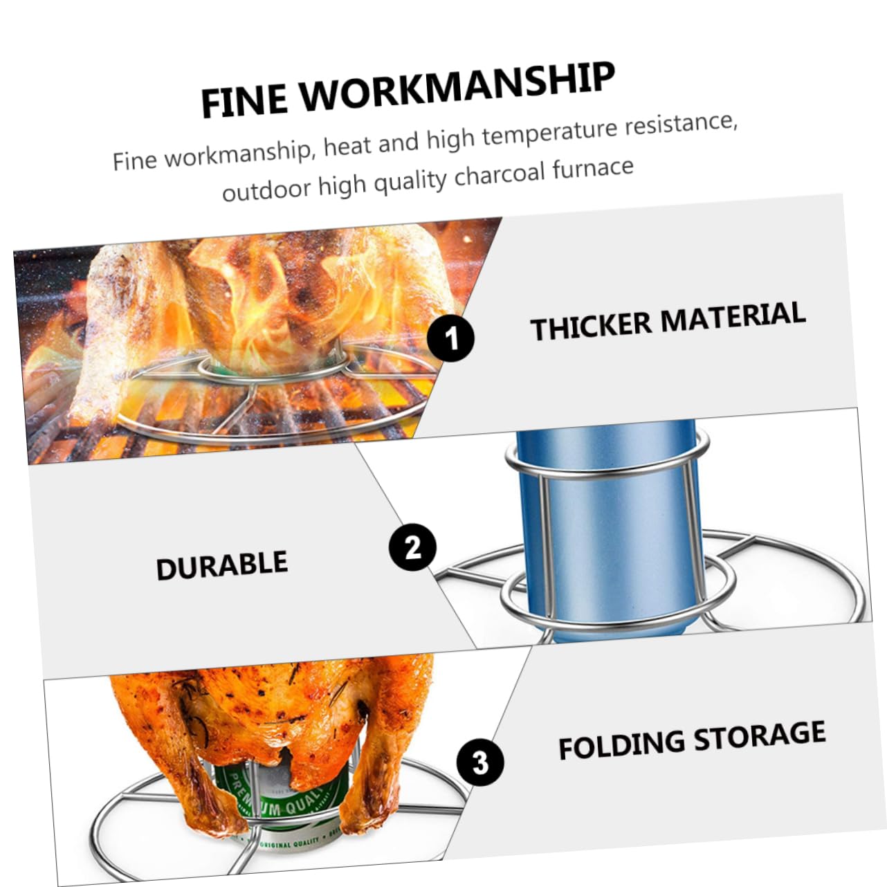 ifundom 2 Set Portabirra alla Griglia Portatile Caldo Maglia Barbecue Rastrelliere in Acciaio Inossidabile Ripiano per Arrostire Il Pollo Supporto di Pollo Arrosto Argento 2 Pezzi*2