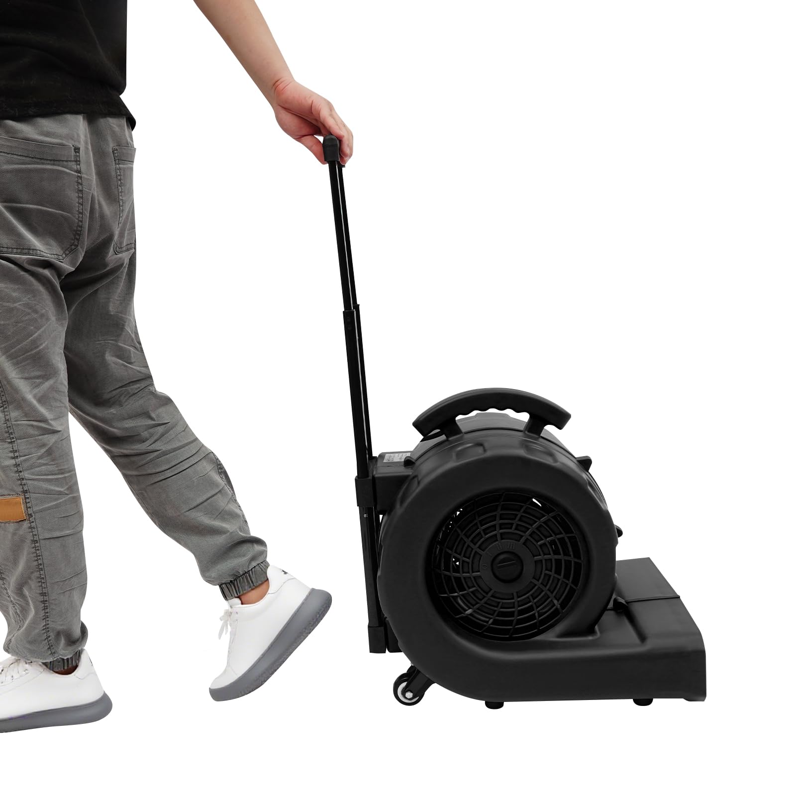 750W Industrial Soplador eléctrico de suelo con 3 niveles de velocidad, ventilador de suelo portátil, ventilador radial para alfombras, secado de suelos, deshumidificación, ventilación (negro)