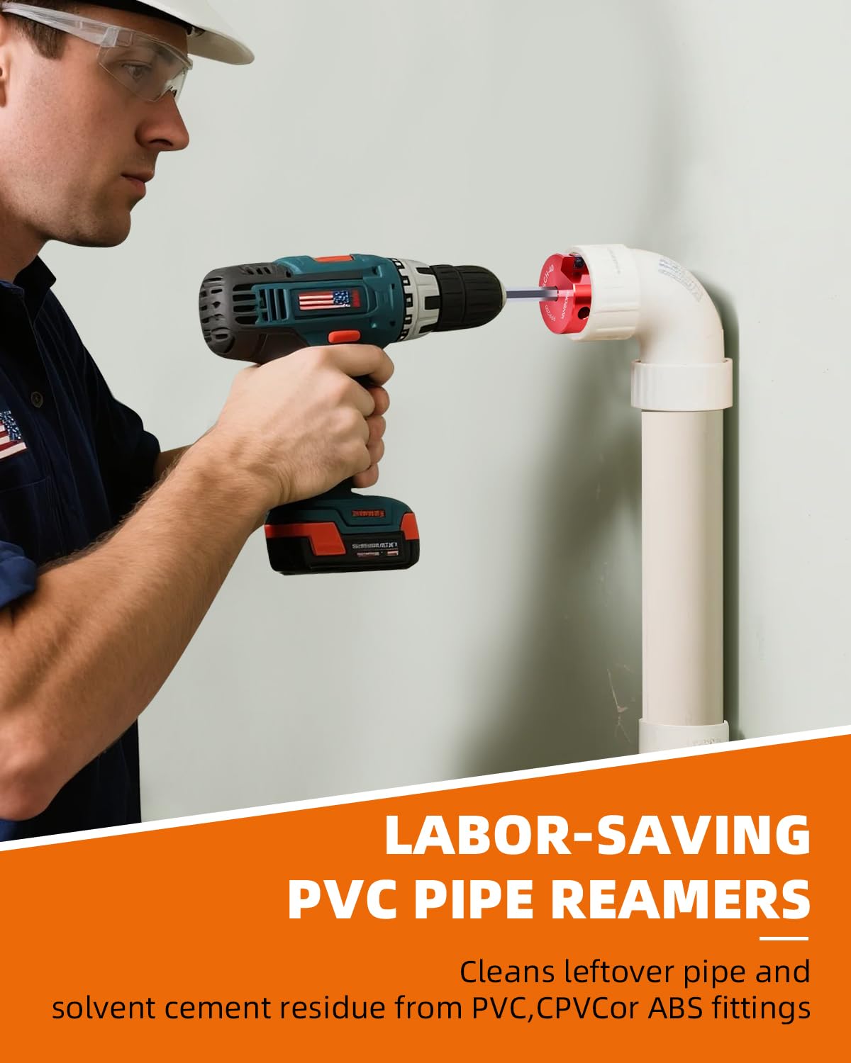 8 piezas de ahorro de ajuste de PVC, escariador de PVC con cabezal de 3/10.2 cm, 2.5 cm, 1-1/10.2 cm, 1-1/5.1 cm, 5.1 cm, 7.6 cm, 10.2 cm, 10.2 cm, encaja en taladros estándar de 1/5.1 cm,
