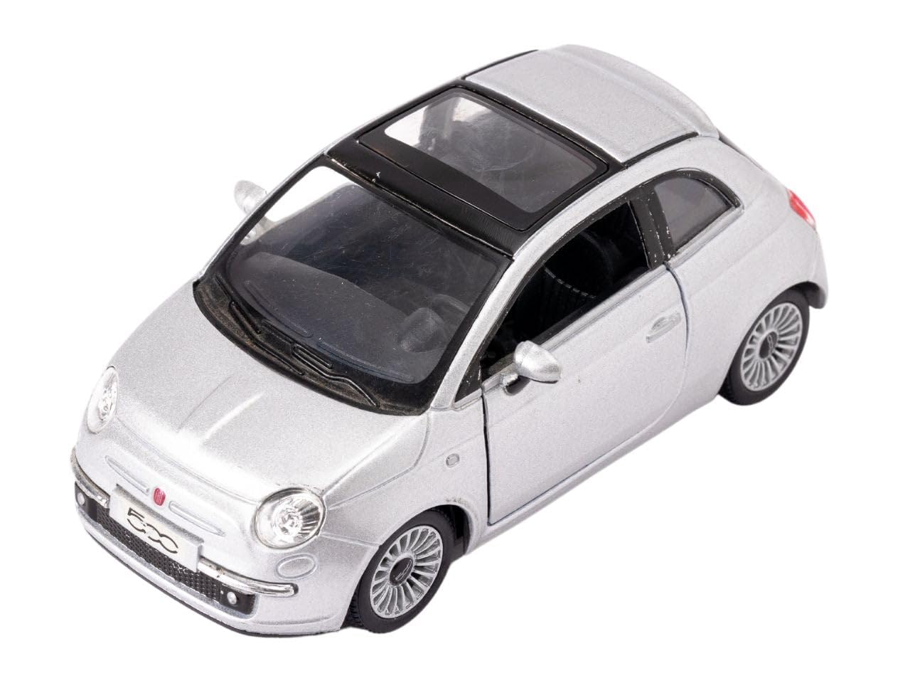 Easy Toys Model Car Compatible with Fiat 500 2007. Scale Toy Car with Opening Doors. Car modeling. (Grey)