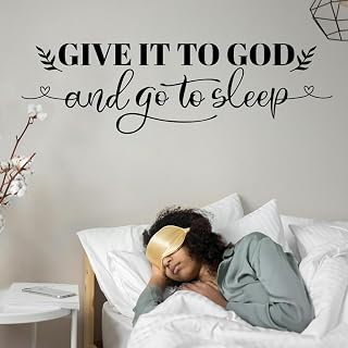 Peacoblue Give It to God and Go to Sleep Wall Stickers Decals Decor Removable Peel and Stick, 1 Sheets 11.8"x 37.8" Vinyl Wall Murals for Bedroom Living Sewing Room Bathroom Classroom