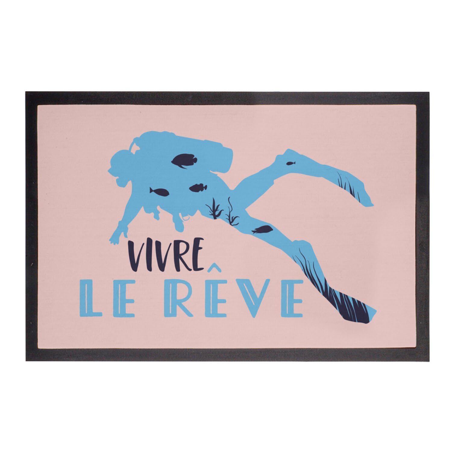Paillasson Rose Grand Format Récifs Plongée 75x50cm Résistant