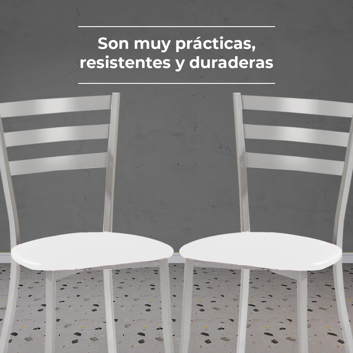 ASTIMESA SCALMBL Due sedie da Cucina, Metallo Pelle Sintetica Alluminio, Bianco, Altura de asiento 45 CMS