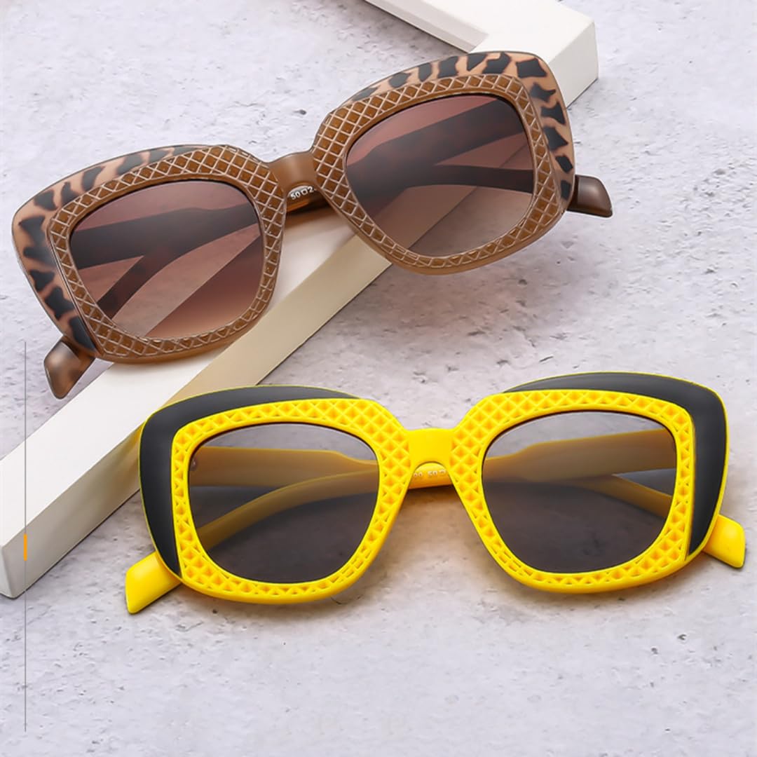 Gafas de sol de moda punk para mujer, con estampado de leopardo y degradado UV400 para hombre.