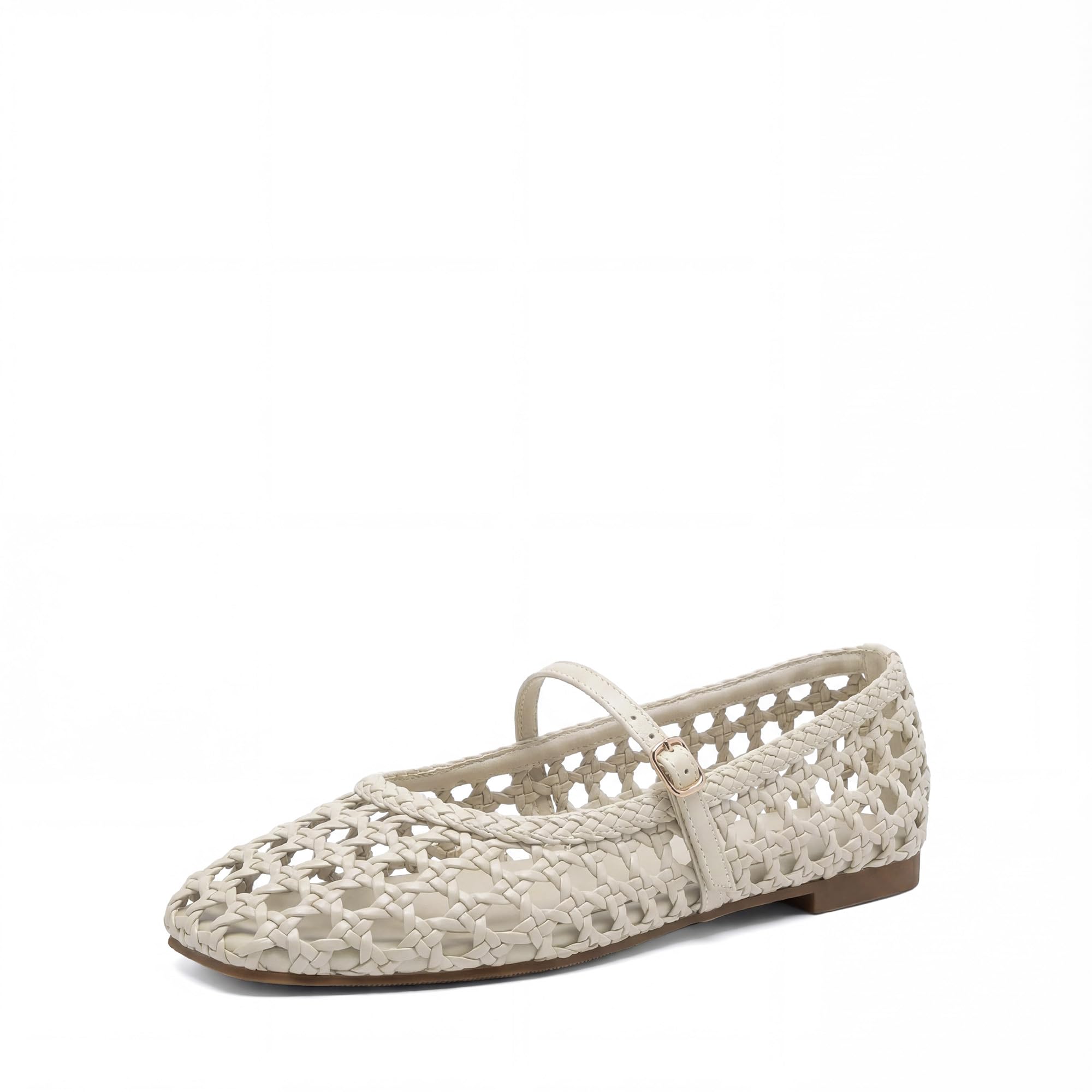 DREAM PAIRS Ballerinas Damen Woven Ballerinas Mary Jane Flats Elegante Bequeme mit quadratischer Zehenpartie für Arbeit Freizeit Reisen Alltag
