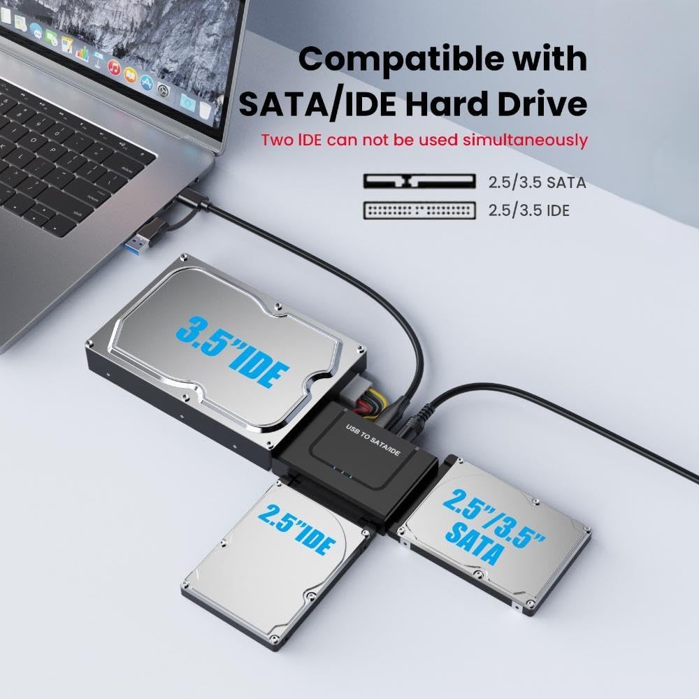 Adapter USB 3.0 na IED SATA, USB + typ C na zewnętrzny dysk twardy