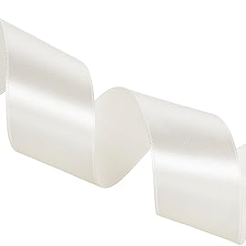 YASEO 1 1/2 Inch Ivory Solid Satin Ribbon, 50 Yards Craft Fabric Ribbon for Gift Wrapping Floral Bouquets Wedding Party Decoration